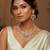 Green rose gold premium designer american diamond and stone work necklace set