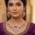 Purple rose gold premium designer american diamond and stone work necklace set