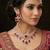 Pink rose gold premium designer american diamond and stone work necklace set