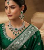 Green rhodium premium designer american diamond and stone work necklace set