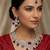 Maroon rhodium premium designer american diamond and stone work necklace set