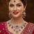 Pink rhodium premium designer american diamond and stone work necklace set