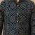Boy's navy blue rayon geometric print knee length kurta and pyjama set