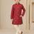 Boy's red rayon geometric print knee length kurta and pyjama set