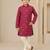 Boy's maroon rayon geometric print knee length kurta and pyjama set