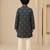 Boy's navy blue rayon geometric print knee length kurta and pyjama set
