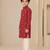 Boy's red rayon geometric print knee length kurta and pyjama set