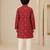 Boy's red rayon geometric print knee length kurta and pyjama set