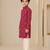 Boy's maroon rayon geometric print knee length kurta and pyjama set