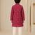 Boy's maroon rayon geometric print knee length kurta and pyjama set