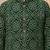 Boy's dark green rayon geometric print knee length kurta and pyjama set