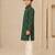 Boy's dark green rayon geometric print knee length kurta and pyjama set