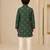 Boy's dark green rayon geometric print knee length kurta and pyjama set