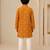 Boy's mustard rayon geometric print knee length kurta and pyjama set