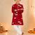 Boy's maroon cotton printed knee length kurta and pyjama set