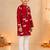Boy's maroon cotton printed knee length kurta and pyjama set