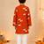 Boy's orange cotton printed knee length kurta and pyjama set