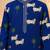 Boy's navy blue cotton printed knee length kurta and pyjama set
