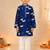 Boy's navy blue cotton printed knee length kurta and pyjama set