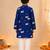 Boy's navy blue cotton printed knee length kurta and pyjama set
