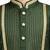 Boy's dark green silk blend embroidered knee length kurta and pyjama set