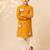 Boy's mustard rayon ethnic motifs knee length kurta and pyjama