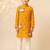 Boy's mustard rayon ethnic motifs knee length kurta and pyjama