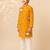 Boy's mustard rayon ethnic motifs knee length kurta and pyjama
