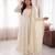 Ivory embroidered french crepe silk gown suit set