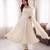 Ivory embroidered french crepe silk gown suit set