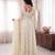 Ivory embroidered french crepe silk gown suit set