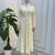 Ivory embroidered french crepe silk gown suit set