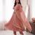 Rose embroidered french crepe silk gown suit set