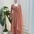 Rose embroidered french crepe silk gown suit set