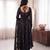 Black embroidered french crepe silk gown suit set