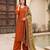 Orange premium mal chanderi star cut embroidered kurta set with pant & cotton printed dupatta