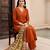 Orange premium mal chanderi star cut embroidered kurta set with pant & cotton printed dupatta