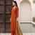 Orange premium mal chanderi star cut embroidered kurta set with pant & cotton printed dupatta
