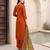 Orange premium mal chanderi star cut embroidered kurta set with pant & cotton printed dupatta