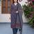 Blue cotton floral printed straight kurta set with dupatta for women