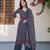 Blue cotton floral printed straight kurta set with dupatta for women