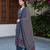 Blue cotton floral printed straight kurta set with dupatta for women