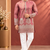 Peach Color Premium Design Embroidery Beads And Sequins Work Fabric Premium Shimmer Mens Ethnic Wear Kurta Pant Set