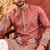 Peach Color Premium Design Embroidery Beads And Sequins Work Fabric Premium Shimmer Mens Ethnic Wear Kurta Pant Set