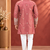 Peach Color Premium Design Embroidery Beads And Sequins Work Fabric Premium Shimmer Mens Ethnic Wear Kurta Pant Set