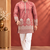 Peach Color Premium Design Embroidery Beads And Sequins Work Fabric Premium Shimmer Mens Ethnic Wear Kurta Pant Set