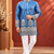 Blue Color Premium Design Embroidery Beads And Sequins Work Fabric Premium Shimmer Mens Ethnic Wear Kurta Pant Set