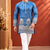 Blue Color Premium Design Embroidery Beads And Sequins Work Fabric Premium Shimmer Mens Ethnic Wear Kurta Pant Set