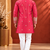 Pink Color Premium Design Embroidery Beads And Sequins Work Fabric Premium Shimmer Mens Ethnic Wear Kurta Pant Set