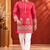 Pink Color Premium Design Embroidery Beads And Sequins Work Fabric Premium Shimmer Mens Ethnic Wear Kurta Pant Set